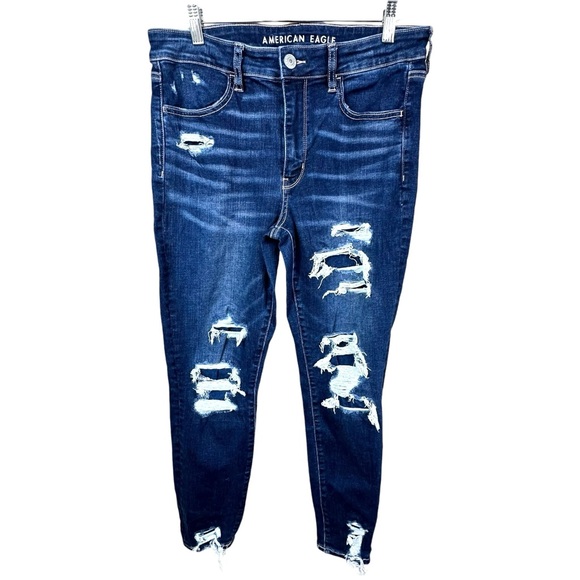 American Eagle Outfitters Denim - AE American Eagle Distressed High Rise Skinny Ankle Jeans - Dark Wash 12
